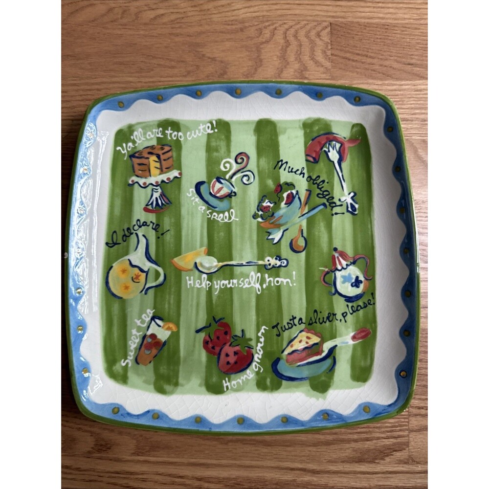 Southern Living Platter Old South Signed By Becky Denny 11.25”‎ Square Serving
